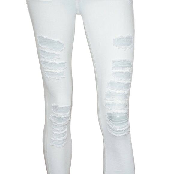 Frame Denim Le Skinny de Jeans White Distressed Le Color Rip Blanc 24 - Picture 11 of 12